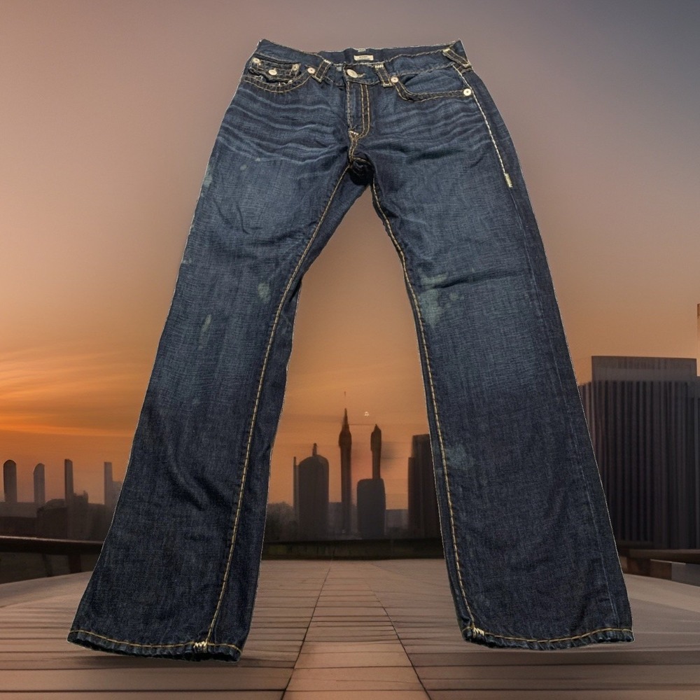 Custom 1of1 True Religion Ricky Jeans Mens 34x34 Bleach Reworked Distressed Y2K